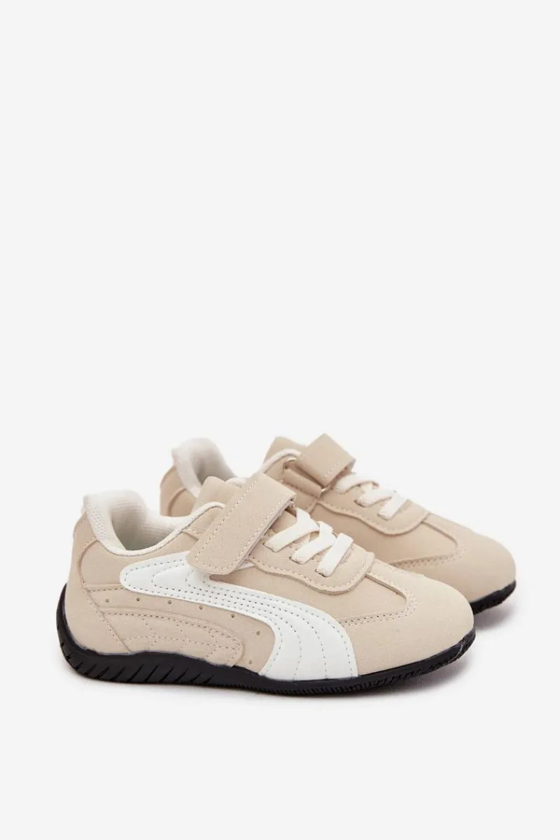 Outlet Buty Sportowe Dziecięce Z Rzepem Beżowe Perrin Dzieci Dziewczęce