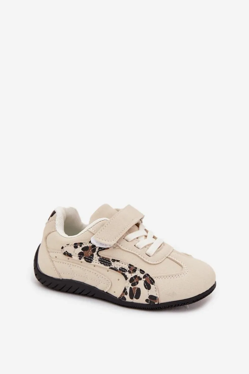 Dziewczęce>Boto Buty Sportowe Dziecięce Z Rzepem Beżowe Z Panterką Perrin Beżowy