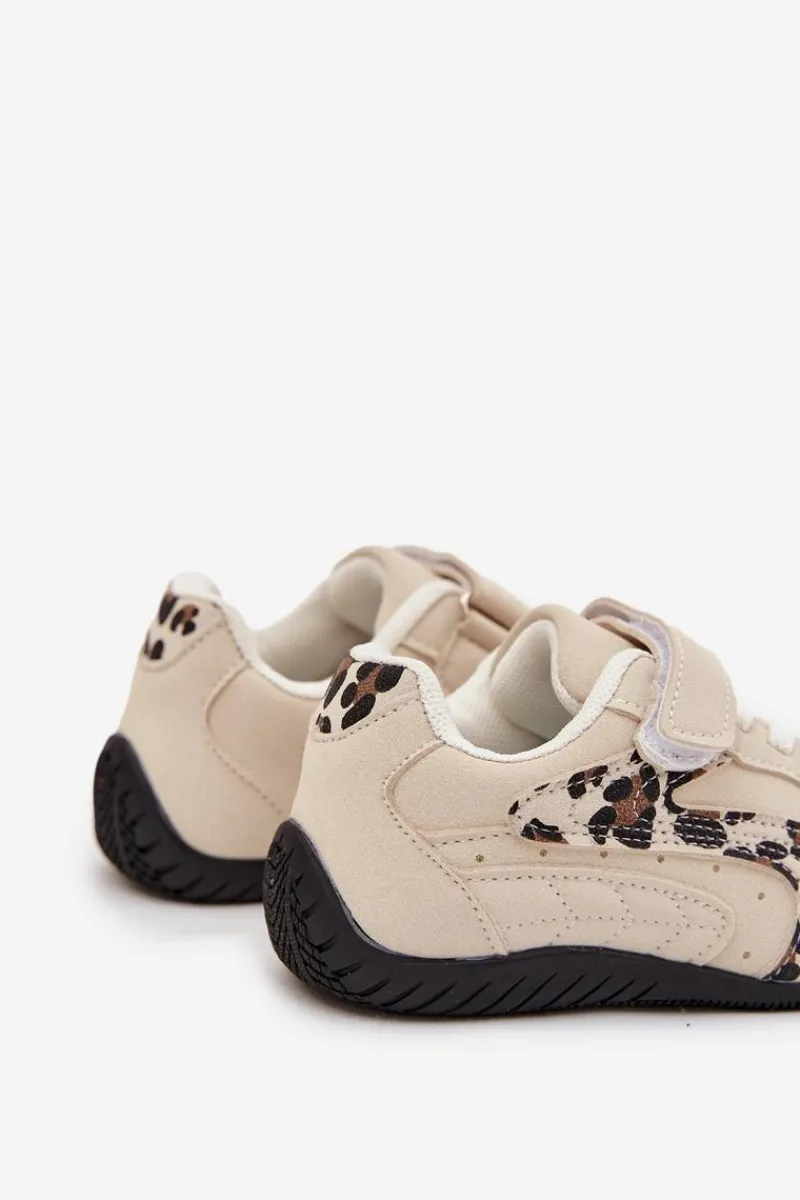 Dziewczęce>Boto Buty Sportowe Dziecięce Z Rzepem Beżowe Z Panterką Perrin Beżowy