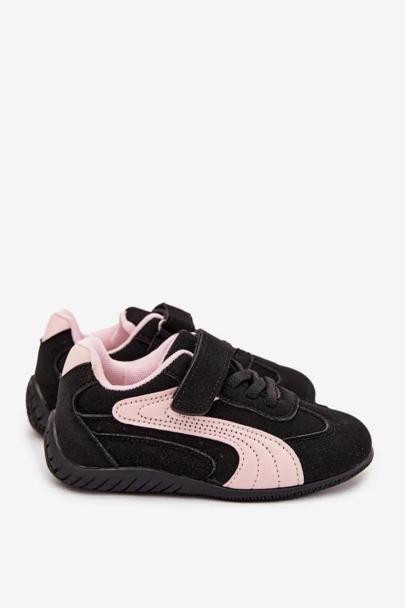 Outlet Boto Buty Sportowe Dziecięce Z Rzepem Czarno-Różowe Perrin