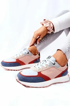 Best Buty Sportowe Memory Foam Big Star II274401 Beżowo-Niebieskie Damskie Trampki Damskie Big Star|Big Star