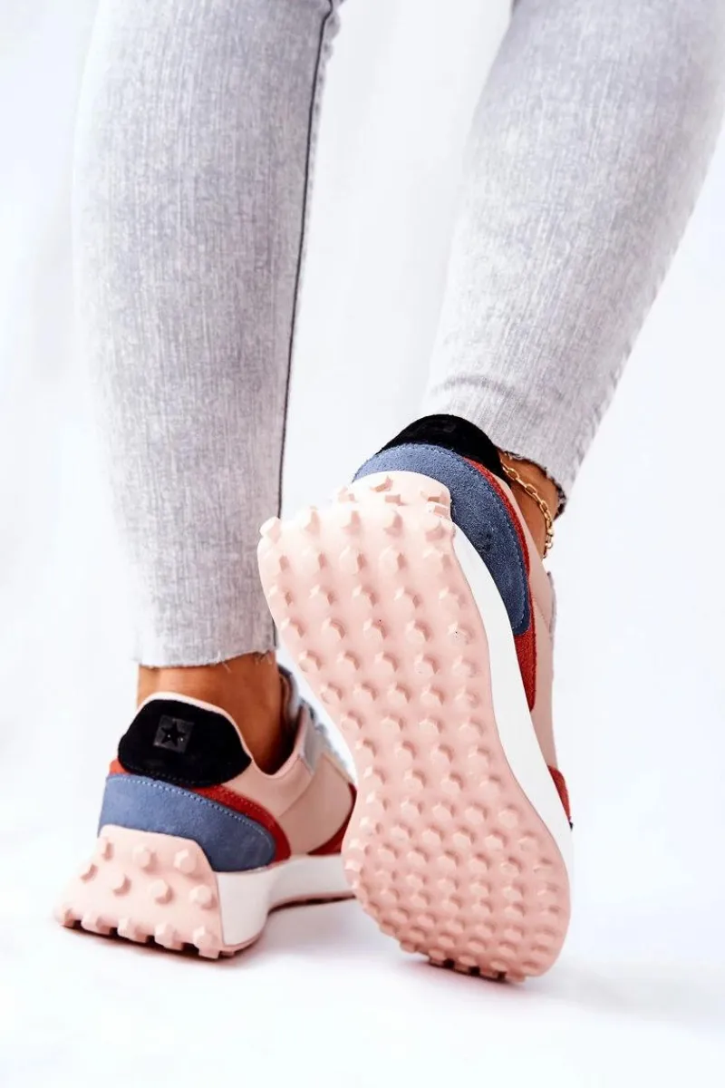 Best Buty Sportowe Memory Foam Big Star II274401 Beżowo-Niebieskie Damskie Trampki Damskie Big Star|Big Star