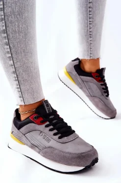 Trampki Damskie Big Star|Big Star>Big Star Shoes Buty Sportowe Memory Foam Big Star II274406 Szare