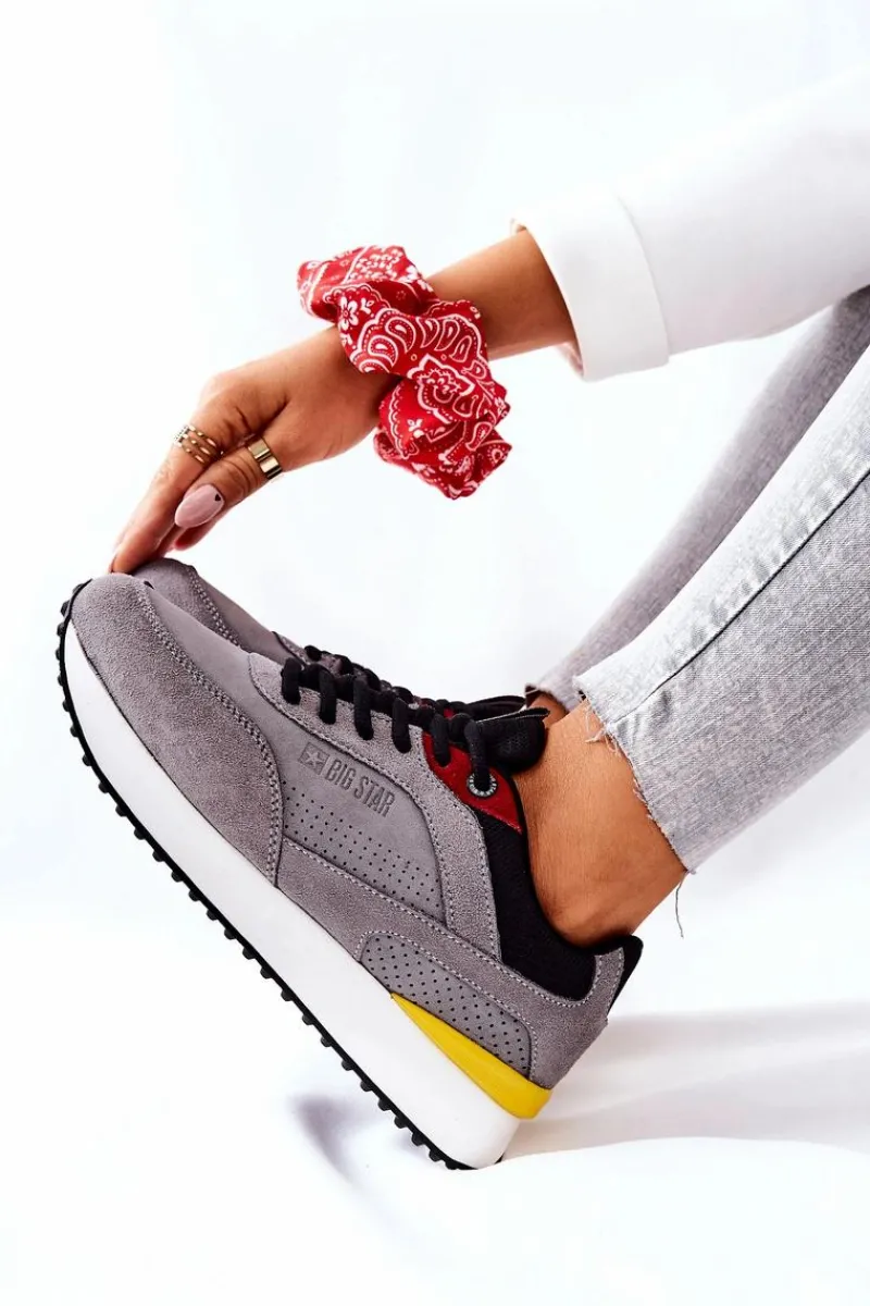 Trampki Damskie Big Star|Big Star>Big Star Shoes Buty Sportowe Memory Foam Big Star II274406 Szare