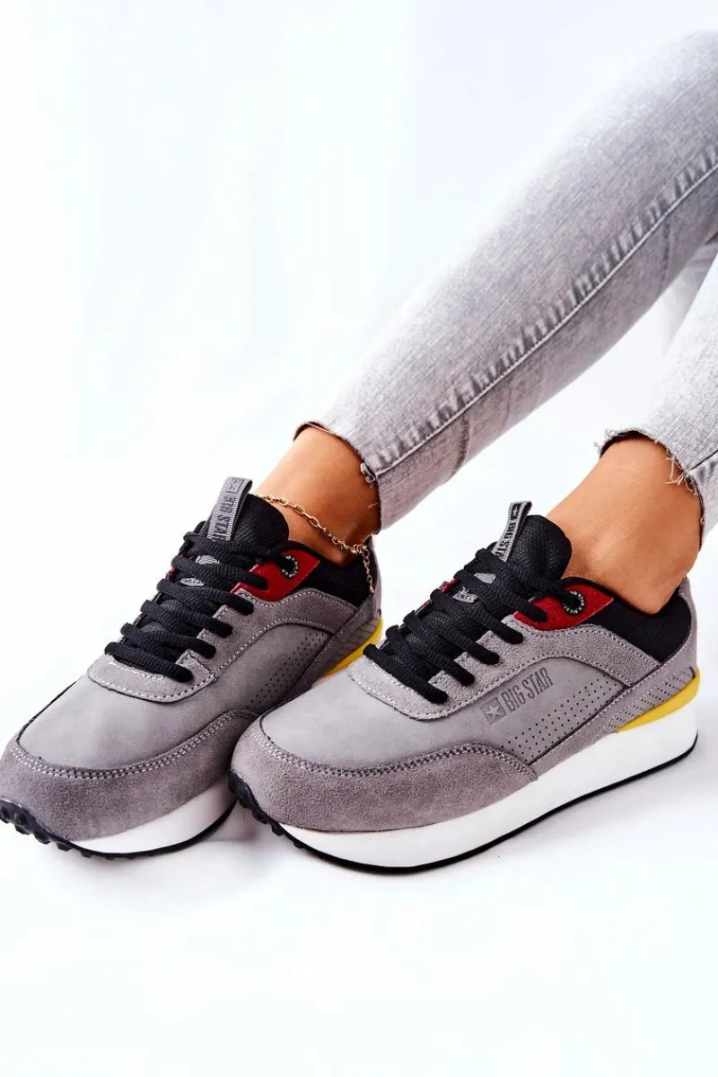 Trampki Damskie Big Star|Big Star>Big Star Shoes Buty Sportowe Memory Foam Big Star II274406 Szare