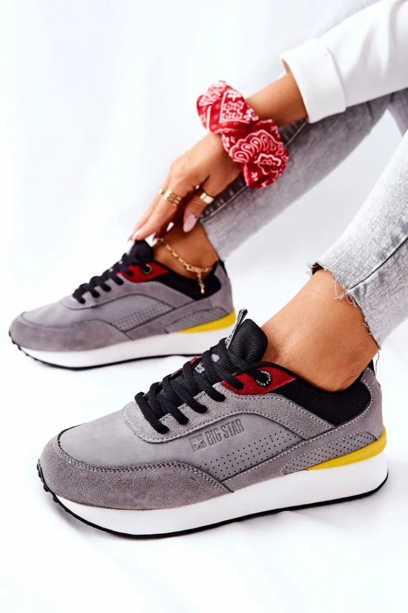 Trampki Damskie Big Star|Big Star>Big Star Shoes Buty Sportowe Memory Foam Big Star II274406 Szare