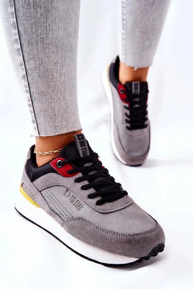 Trampki Damskie Big Star|Big Star>Big Star Shoes Buty Sportowe Memory Foam Big Star II274406 Szare
