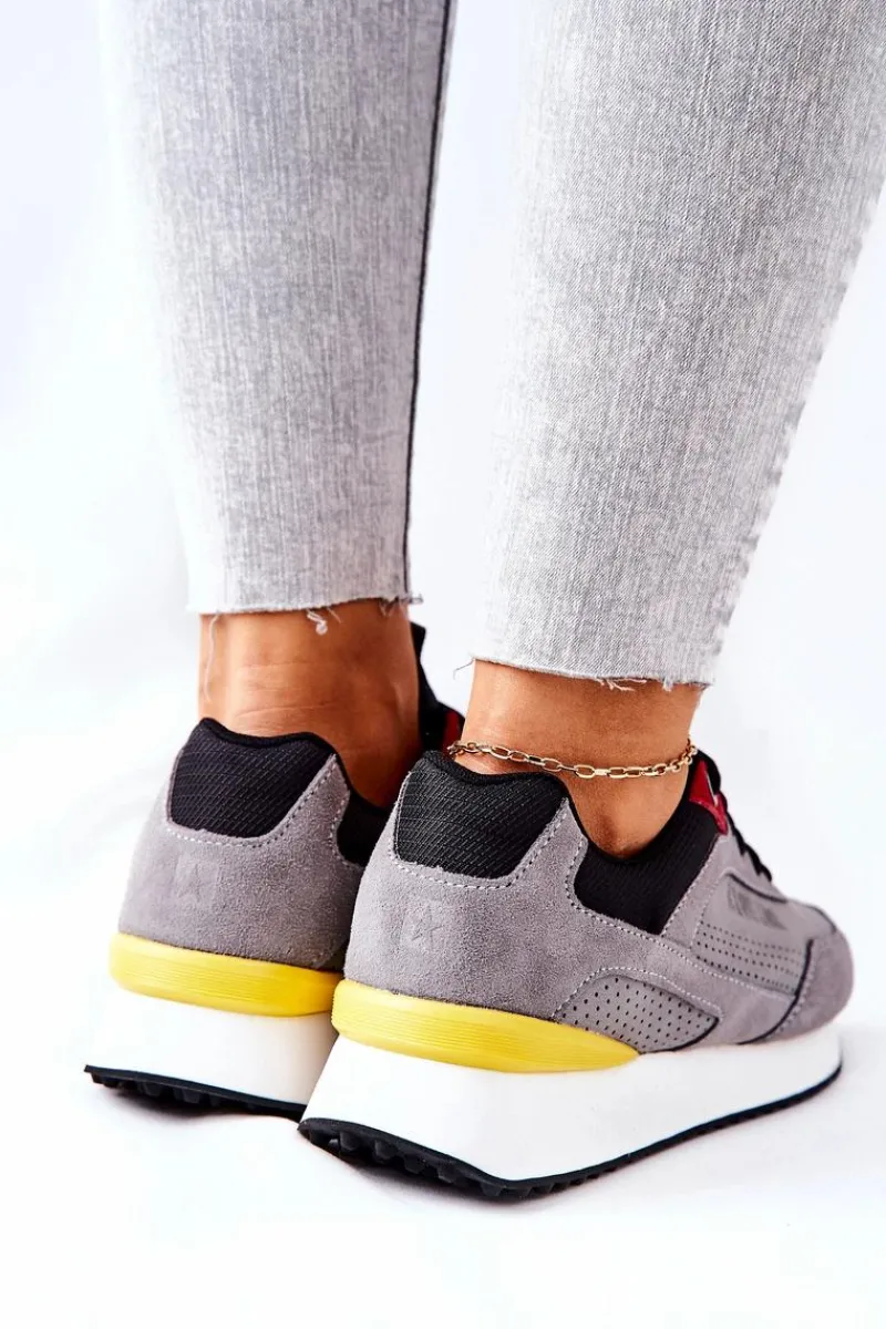 Trampki Damskie Big Star|Big Star>Big Star Shoes Buty Sportowe Memory Foam Big Star II274406 Szare