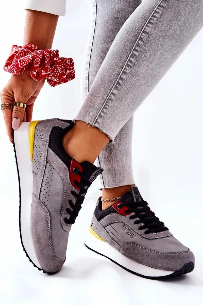Trampki Damskie Big Star|Big Star>Big Star Shoes Buty Sportowe Memory Foam Big Star II274406 Szare