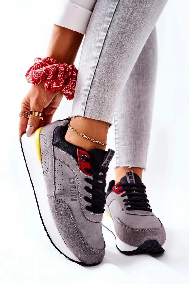 Trampki Damskie Big Star|Big Star>Big Star Shoes Buty Sportowe Memory Foam Big Star II274406 Szare