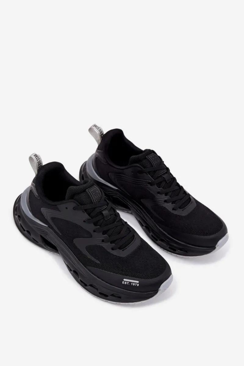 Obuwie Sportowe Męskie>Big Star Shoes Buty Sportowe Męskie Na Platformie Big Star RR174022 Hi-Poly System Czarne Czarny