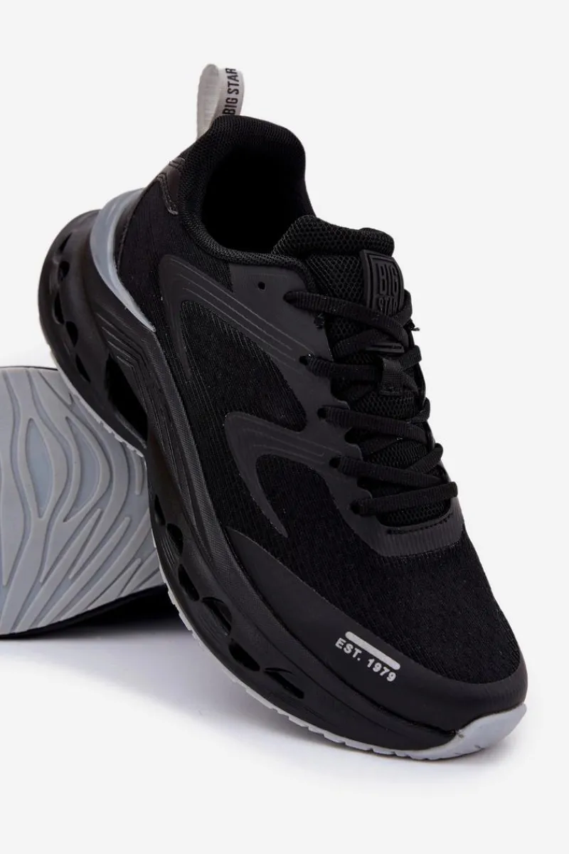 Obuwie Sportowe Męskie>Big Star Shoes Buty Sportowe Męskie Na Platformie Big Star RR174022 Hi-Poly System Czarne Czarny