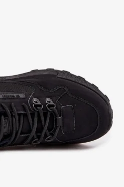 Outlet Buty Sportowe Męskie Ocieplane SS174411 HI-POLY SYSTEM Czarne Męskie Obuwie Sportowe Męskie