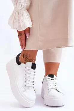 Discount Boto Buty Sportowe Na Masywnej Platformie Biało-Czarne Boneti