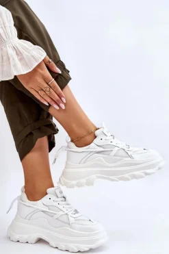 Sale GOE Buty Sportowe Na Masywnej Platformie LL2N4029 Białe