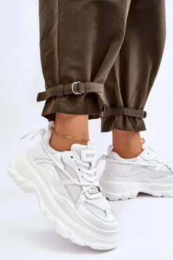 Sale GOE Buty Sportowe Na Masywnej Platformie LL2N4029 Białe