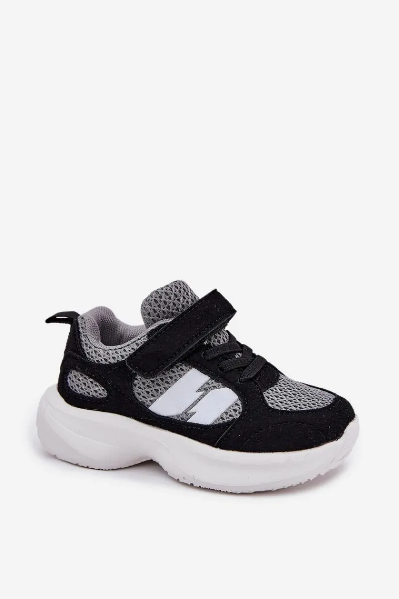 New Boto Buty Sportowe Sneakersy Dziecięce Na Rzep Czarno-Szare Selinea Czarny