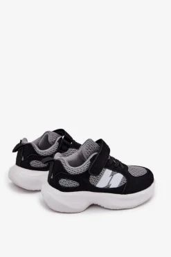 New Boto Buty Sportowe Sneakersy Dziecięce Na Rzep Czarno-Szare Selinea Czarny