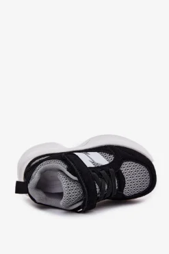 New Boto Buty Sportowe Sneakersy Dziecięce Na Rzep Czarno-Szare Selinea Czarny