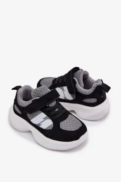 New Boto Buty Sportowe Sneakersy Dziecięce Na Rzep Czarno-Szare Selinea Czarny