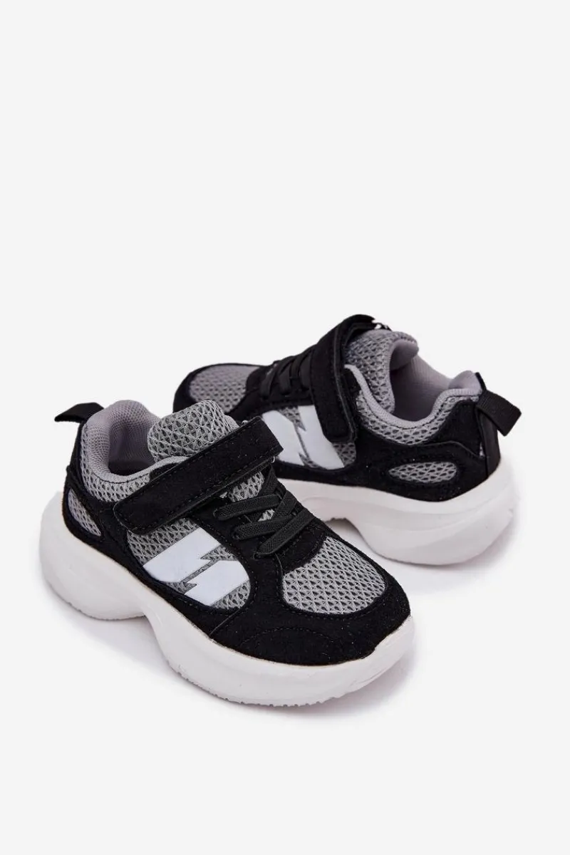 New Boto Buty Sportowe Sneakersy Dziecięce Na Rzep Czarno-Szare Selinea Czarny