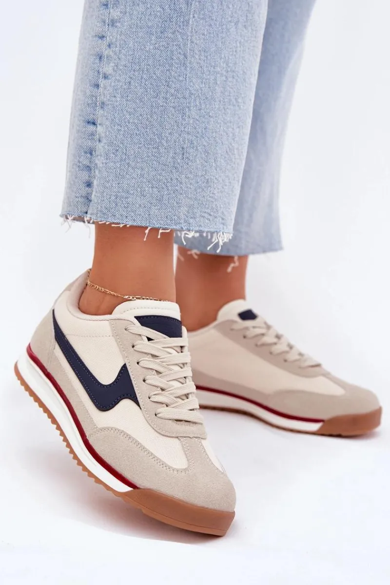 Clearance Evento Buty Sportowe Sneakersy Damskie Beżowe Zerina Beżowy