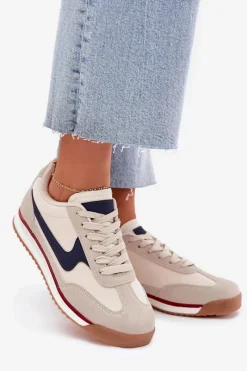 Clearance Evento Buty Sportowe Sneakersy Damskie Beżowe Zerina Beżowy