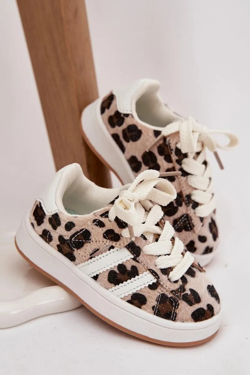 Outlet Boto Buty Sportowe Sneakersy Dziecięce Panterka Beżowe Amelle