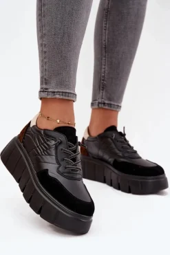 Sneakersy Damskie>Buty damskie Vinceza Buty Sportowe Sneakersy Damskie Na Platformie Vinceza 58565 Czarne