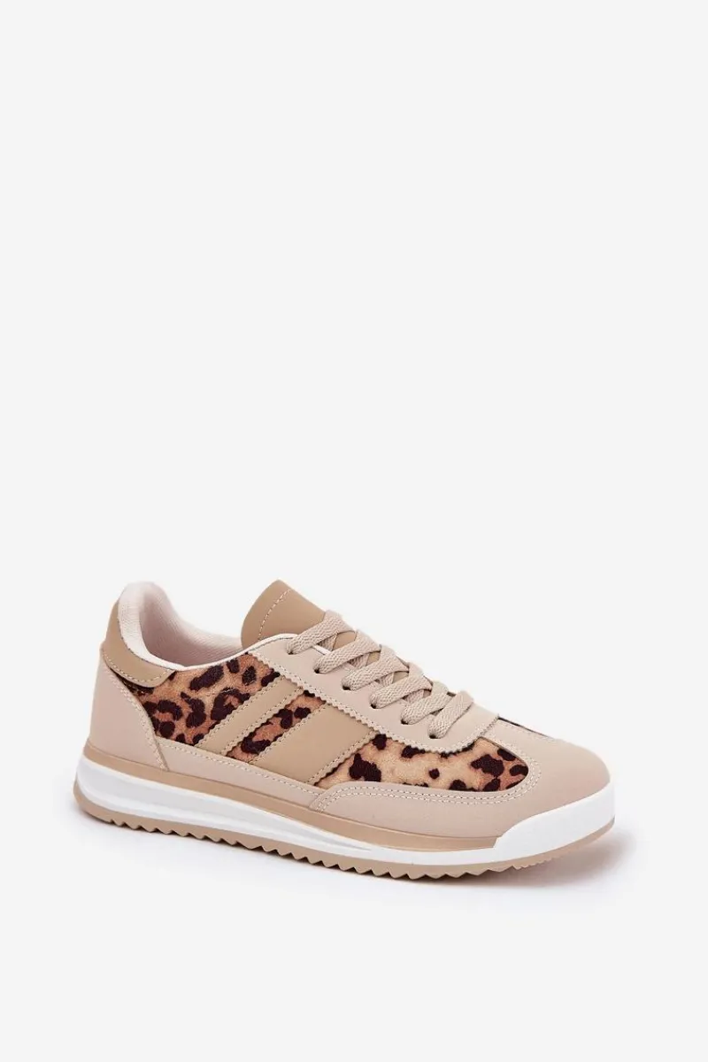 Online Boto Buty Sportowe Sneakersy Damskie Panterka Beżowo-Brązowe Galabis