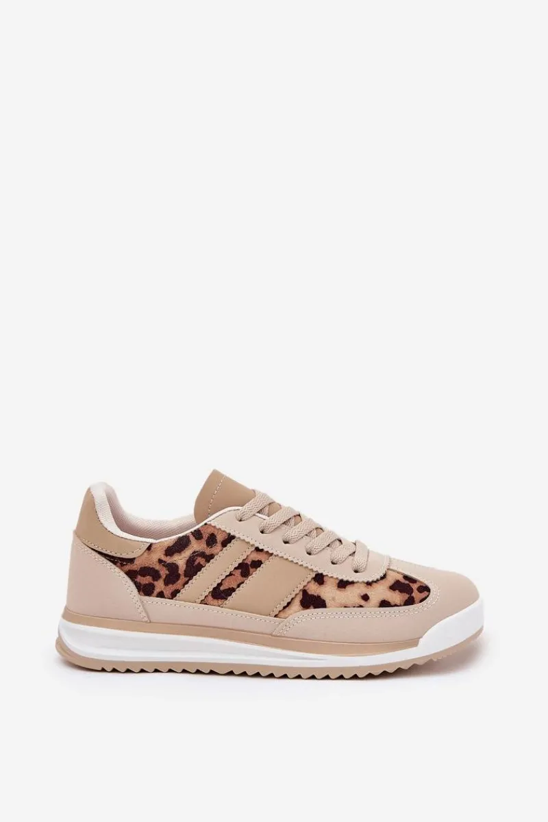 Online Boto Buty Sportowe Sneakersy Damskie Panterka Beżowo-Brązowe Galabis