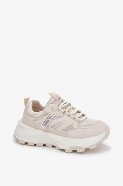 Buty Sportowe Sneakersy Damskie Na Grubej Podeszwie Beżowe Prononice Damskie Sneakersy Damskie
