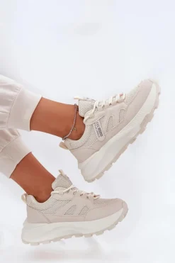 Buty Sportowe Sneakersy Damskie Na Grubej Podeszwie Beżowe Prononice Damskie Sneakersy Damskie