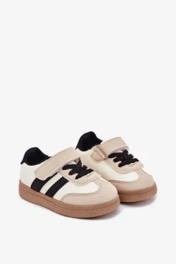 Chłopięce|Dziewczęce></noscript>Boto Buty Sportowe Sneakersy Dziecięce Na Rzep Beżowe Adelina Beżowy