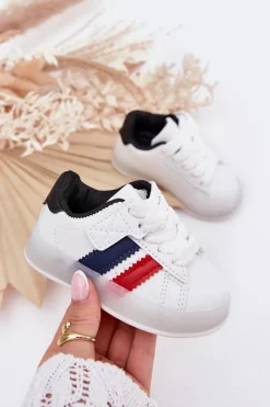 Clearance Buty Sportowe Sneakersy Dziecięce Ze Świecącą Podeszwą Biało-Czarne Arielle Dzieci Chłopięce|Dziewczęce