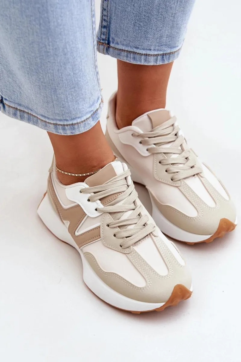 Sneakersy Damskie>Boto Buty Sportowe Sneakersy Damskie Beżowe Britma Beżowy