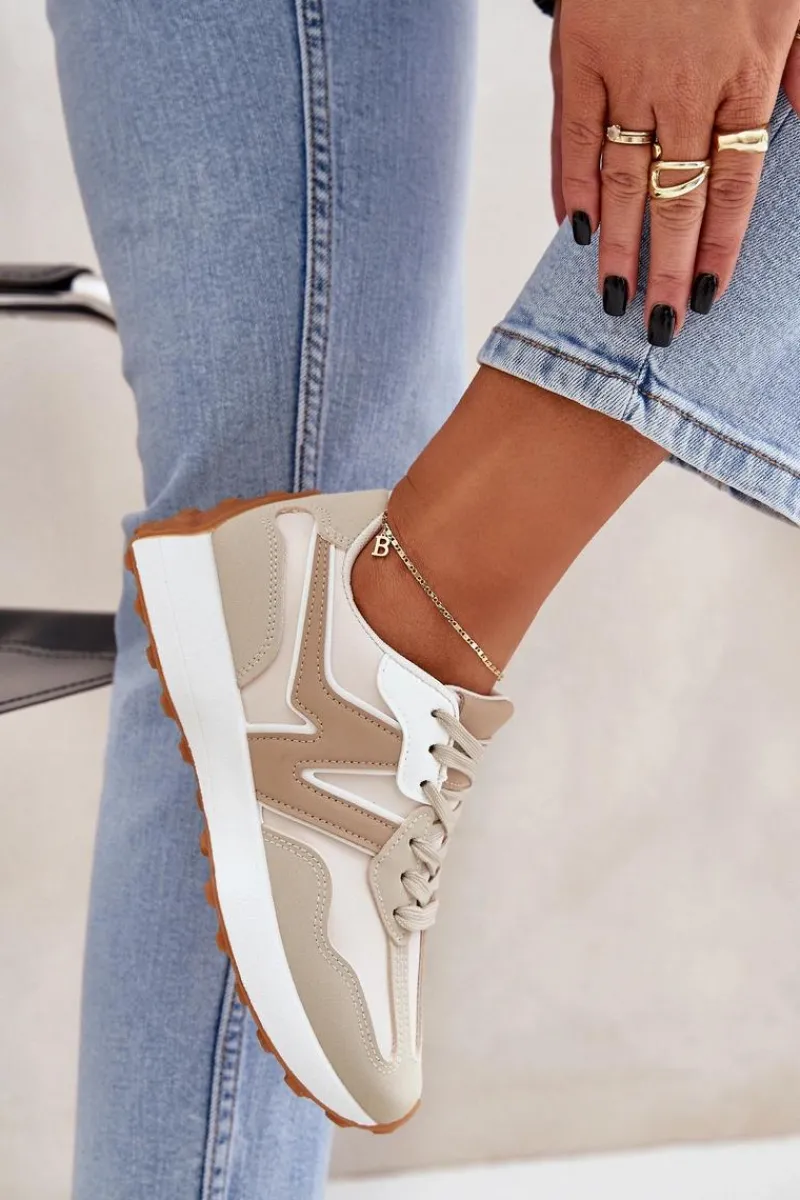 Sneakersy Damskie>Boto Buty Sportowe Sneakersy Damskie Beżowe Britma Beżowy