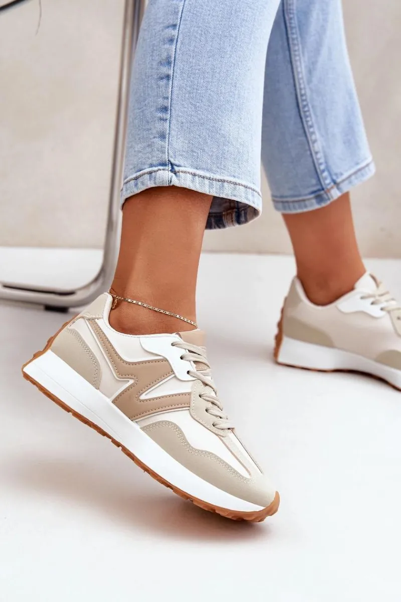 Sneakersy Damskie>Boto Buty Sportowe Sneakersy Damskie Beżowe Britma Beżowy