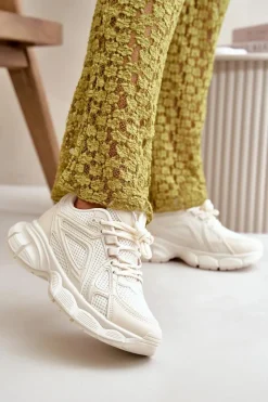 Sneakersy Damskie>Boto Buty Sportowe Sneakersy Damskie Beżowe Timoci Beżowy