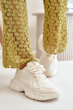 Sneakersy Damskie>Boto Buty Sportowe Sneakersy Damskie Beżowe Timoci Beżowy