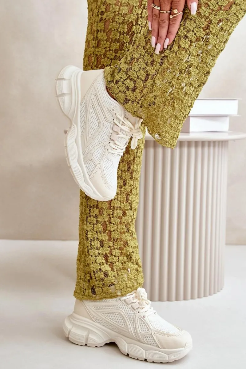 Sneakersy Damskie>Boto Buty Sportowe Sneakersy Damskie Beżowe Timoci Beżowy