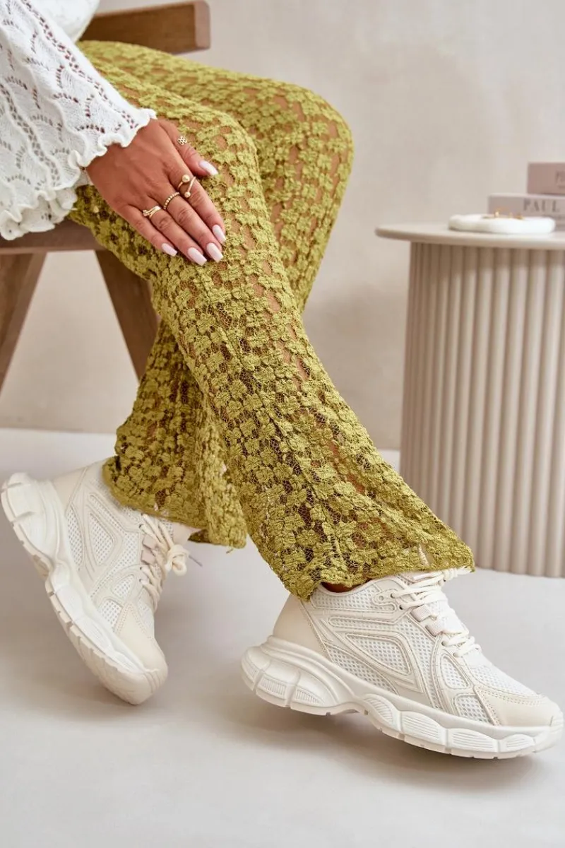 Sneakersy Damskie>Boto Buty Sportowe Sneakersy Damskie Beżowe Timoci Beżowy