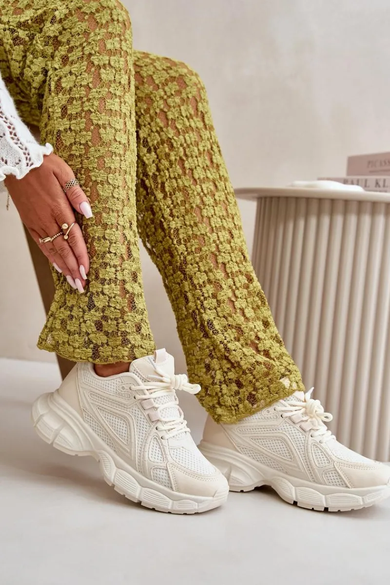 Sneakersy Damskie>Boto Buty Sportowe Sneakersy Damskie Beżowe Timoci Beżowy