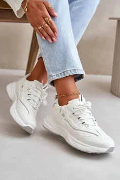 Buty Sportowe Na Platformie|Sneakersy Damskie></noscript>Boto Buty Sportowe Sneakersy Eko Skórzane Białe Verilisse