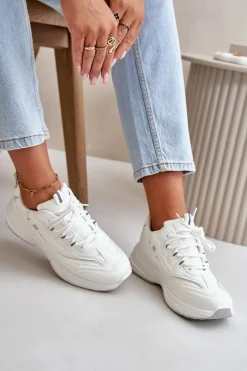 Buty Sportowe Na Platformie|Sneakersy Damskie></noscript>Boto Buty Sportowe Sneakersy Eko Skórzane Białe Verilisse
