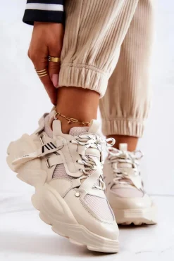 Hot Buty Sportowe Sneakersy JJ2N4082 Beżowe Damskie Sneakersy Damskie