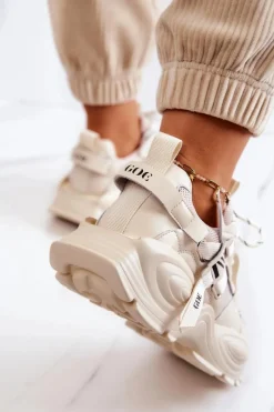 Hot Buty Sportowe Sneakersy JJ2N4082 Beżowe Damskie Sneakersy Damskie