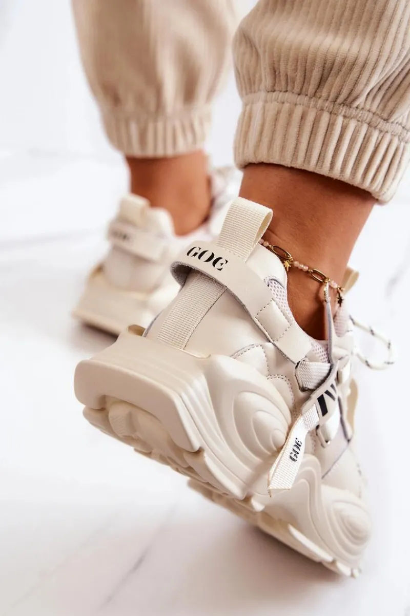 Hot Buty Sportowe Sneakersy JJ2N4082 Beżowe Damskie Sneakersy Damskie