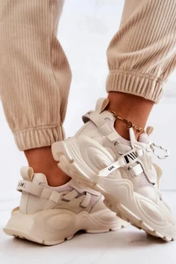 Hot Buty Sportowe Sneakersy JJ2N4082 Beżowe Damskie Sneakersy Damskie