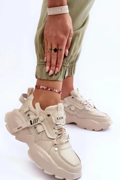 Online Buty Sportowe Sneakersy MM2N4015 Beżowe Damskie Sneakersy Damskie
